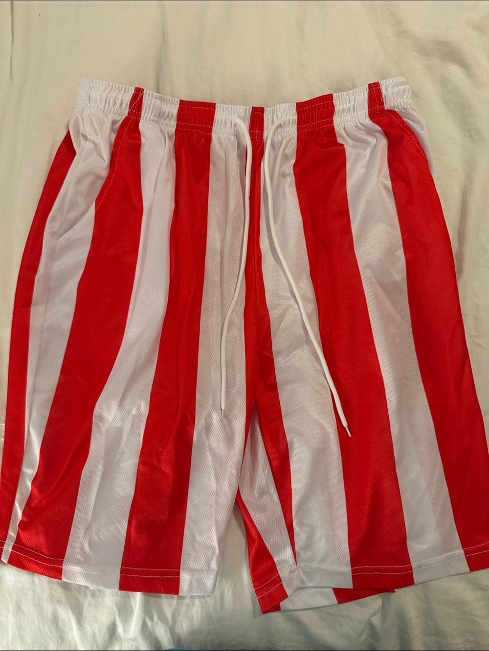 Red & White Striped Men's Athletic Shorts
